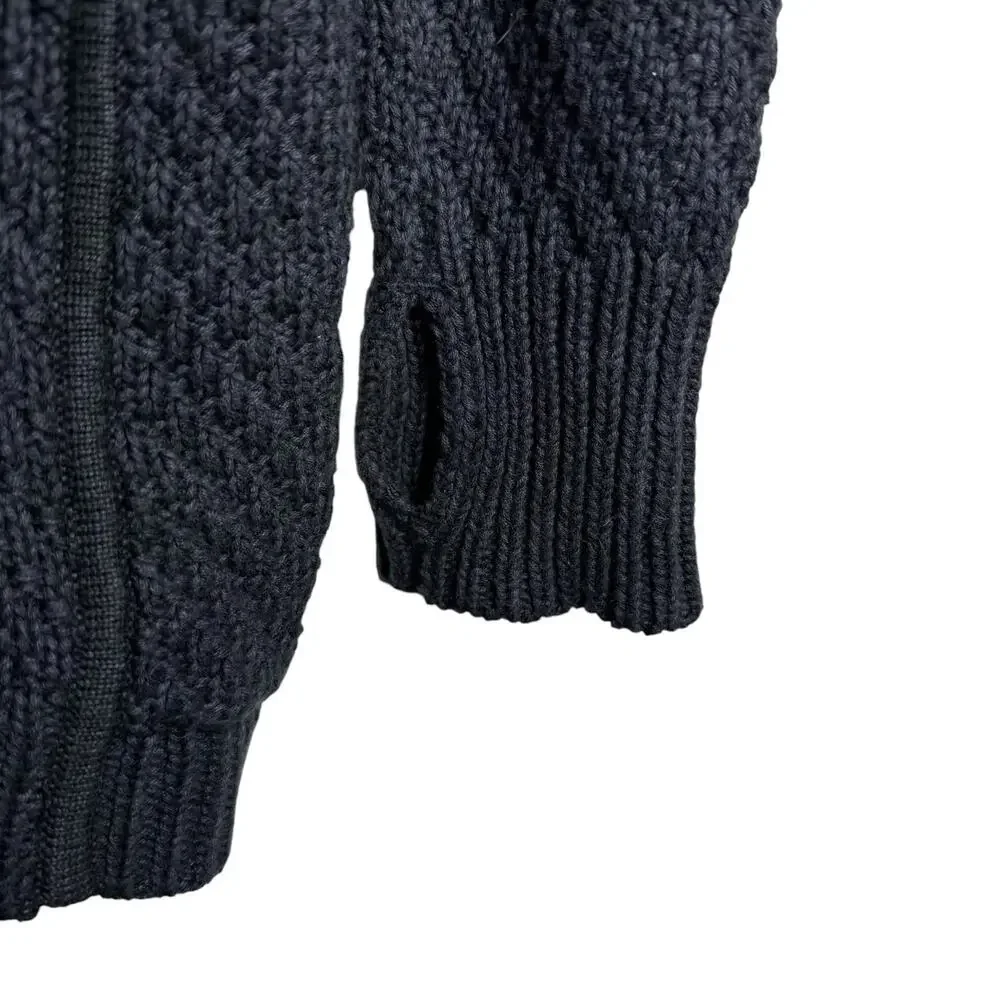Lululemon Navy Blue Inkwell Black Cotton Blend Post Practice Knit Cardigan - 8